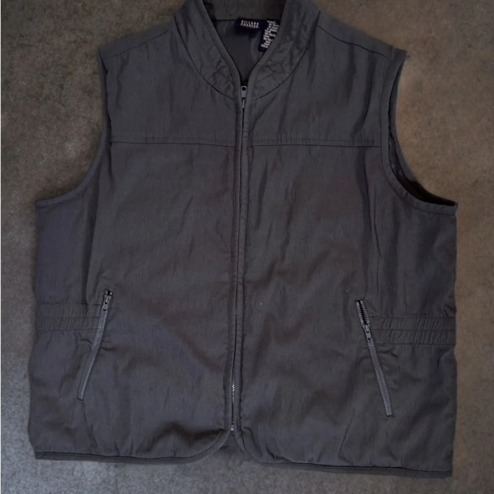 Hillard & Hanson Gray Quilted Vest with Stand-Up Collar